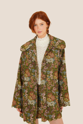 Flower Jacquard Trench
