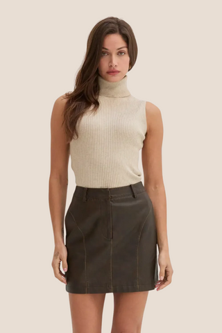 Cleo Distressed Vegan Skirt