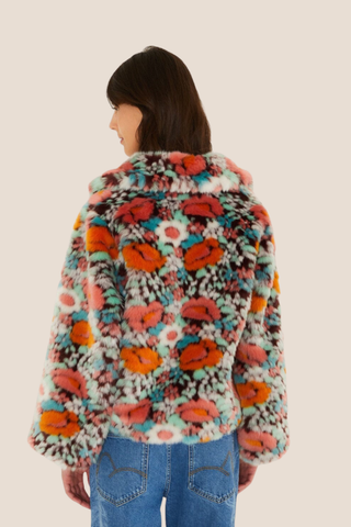 Floral Faux Fur Jacket