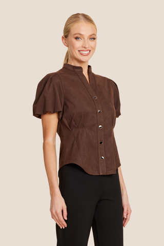 Faux Suede Darted Top