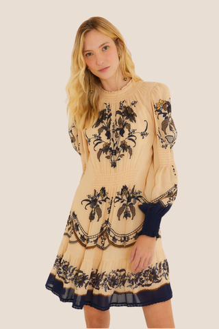 Liz Beige LS Mini Dress
