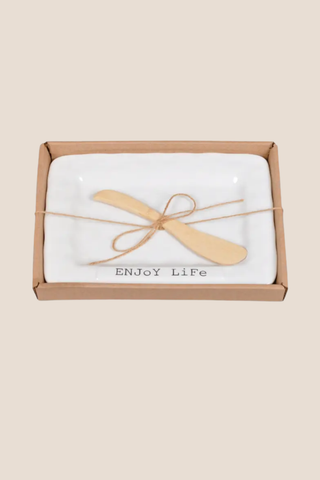 Enjoy Life Platter W/ Spreader - White