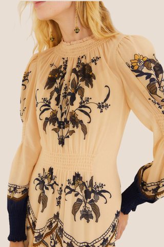 Liz Beige LS Mini Dress